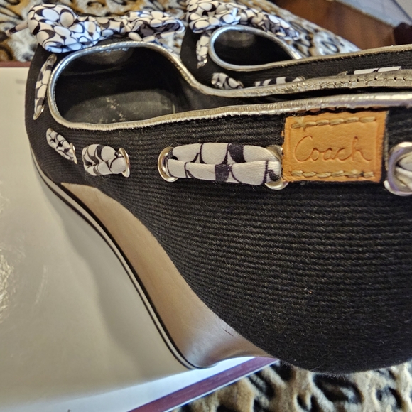 coach sandals 7.5 Coach Thalia Black & White Denin - Picture 7 of 11